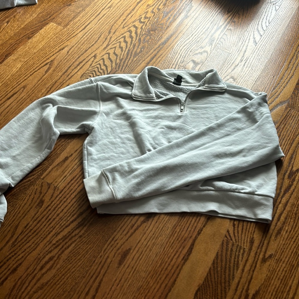 white cropped quarter zip